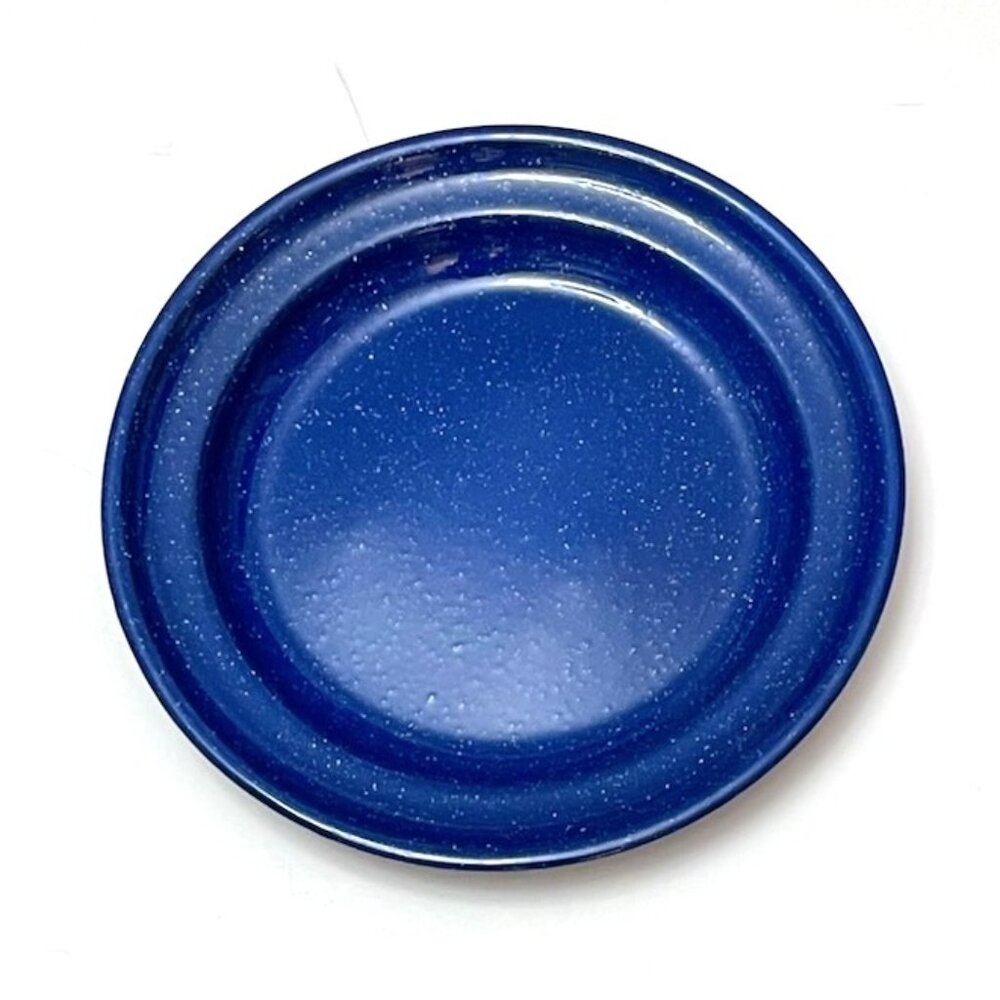 Blue Speckled Enamelware Deep Plate Dish Camping Picnic Retro Classic